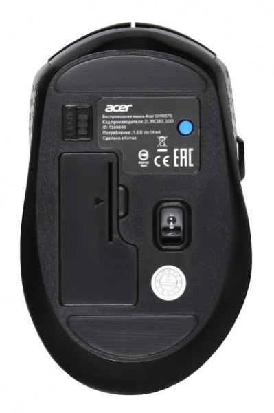 Мышь ACER OMR070 черный оптическая (1600dpi) беспроводная BT/Radio USB для ноутбука (6but) (ZL.MCEEE.00D)