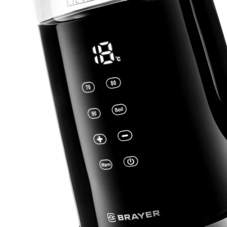 Чайник BRAYER BR1037 стекло черный  [2200w /1.7л ]
