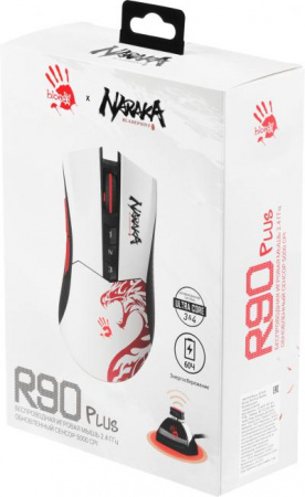 Мышь A4Tech Bloody R90 Plus Naraka белый/рисунок оптическая (5000dpi) беспроводная USB (7but)